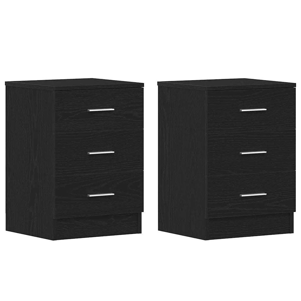 Comodini 2 pz rovere Nero 38x35x55 cm in Legno Multistrato 862429