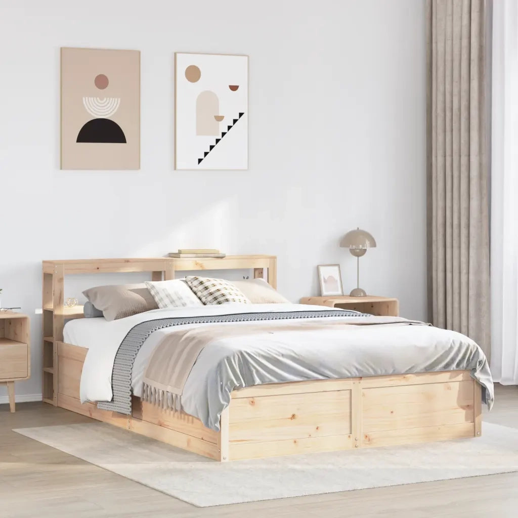 Giroletto con Testiera-Struttura Letto con testiera 140x200 cm in Legno Massello di Pino 840307