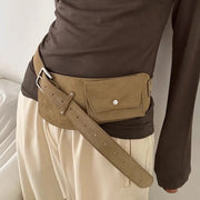 Cinturino Decorativo per Donna con Tasca - Cognac Marrone con Decorazioni - Accessorio di Moda