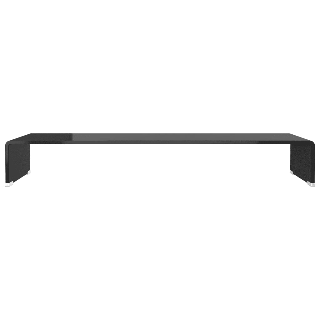 Mobile/Rialzo Porta TV in Vetro Nero 90x30x13 cm 244138