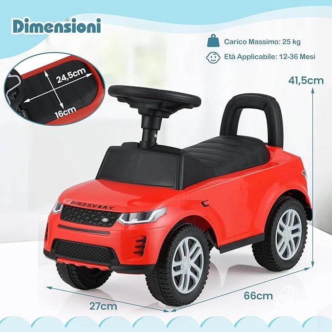 Macchinina Cavalcabile per Bambini, Macchina a Spinta con Clacson, Suoni del Motore e Spazio di Stoccaggio, Auto Giocattolo per Bambini da 1-3 Anni (Rosso)