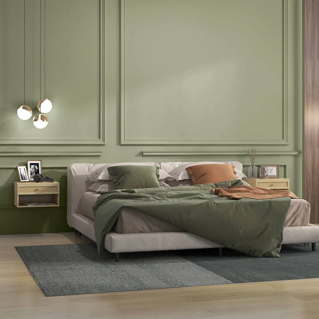 Comodino a muro con cassetto scorrevole e nicchia ¨C zephmum ¨C 40x34x23 cm