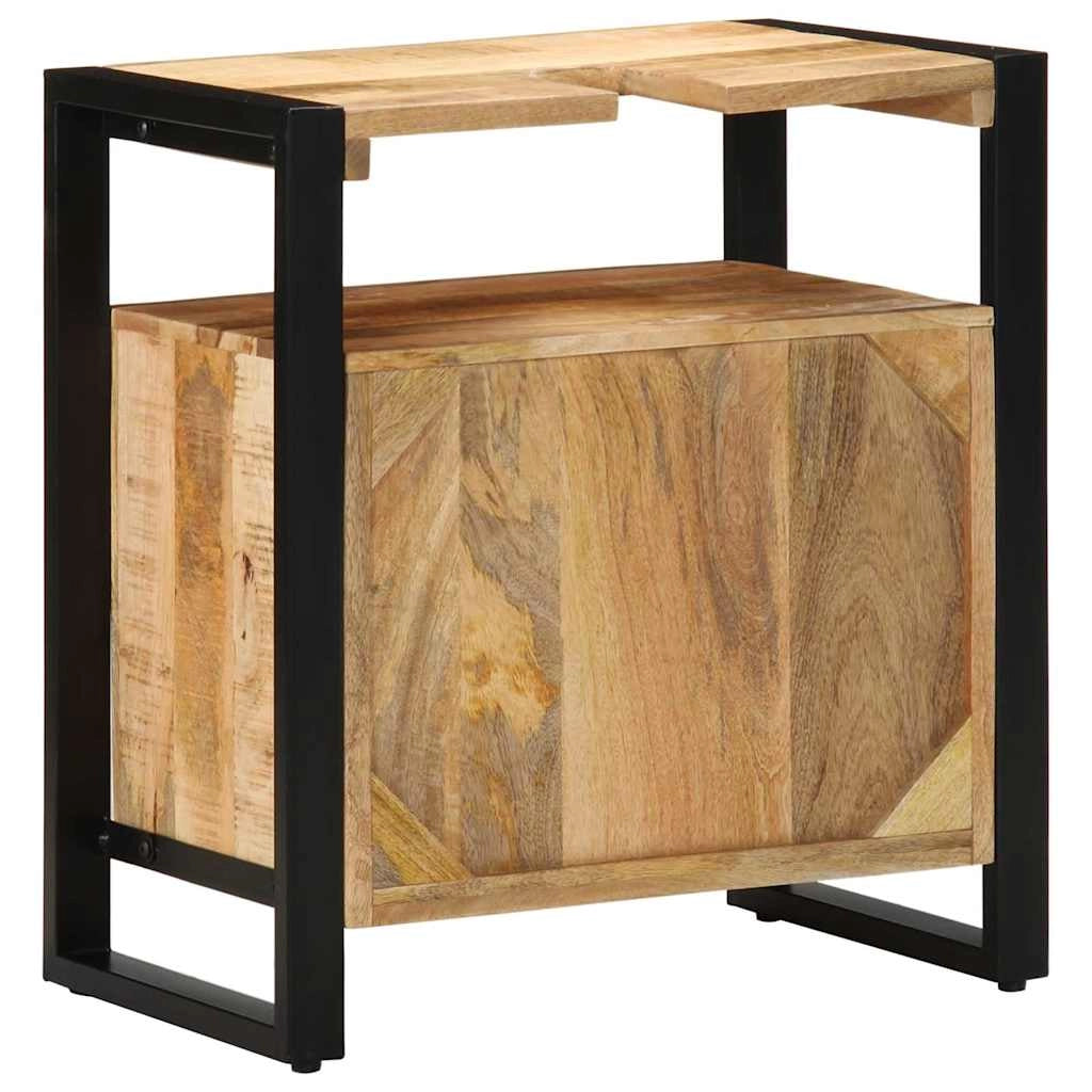 Mobiletto da bagno moderno con ripiano 55 x 35 x 60 cm in legno massello di mango marrone 02_0057641