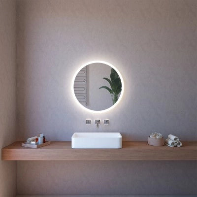 Specchio retroilluminato LED 75 cm tondo da parete con telaio nero