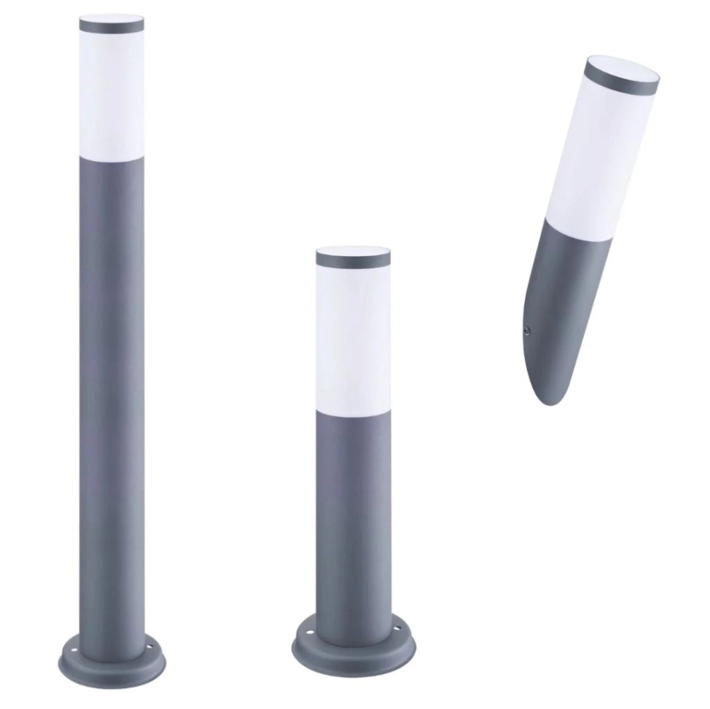 Paralume giardino bianco tubo 7,5 cm anello grigio