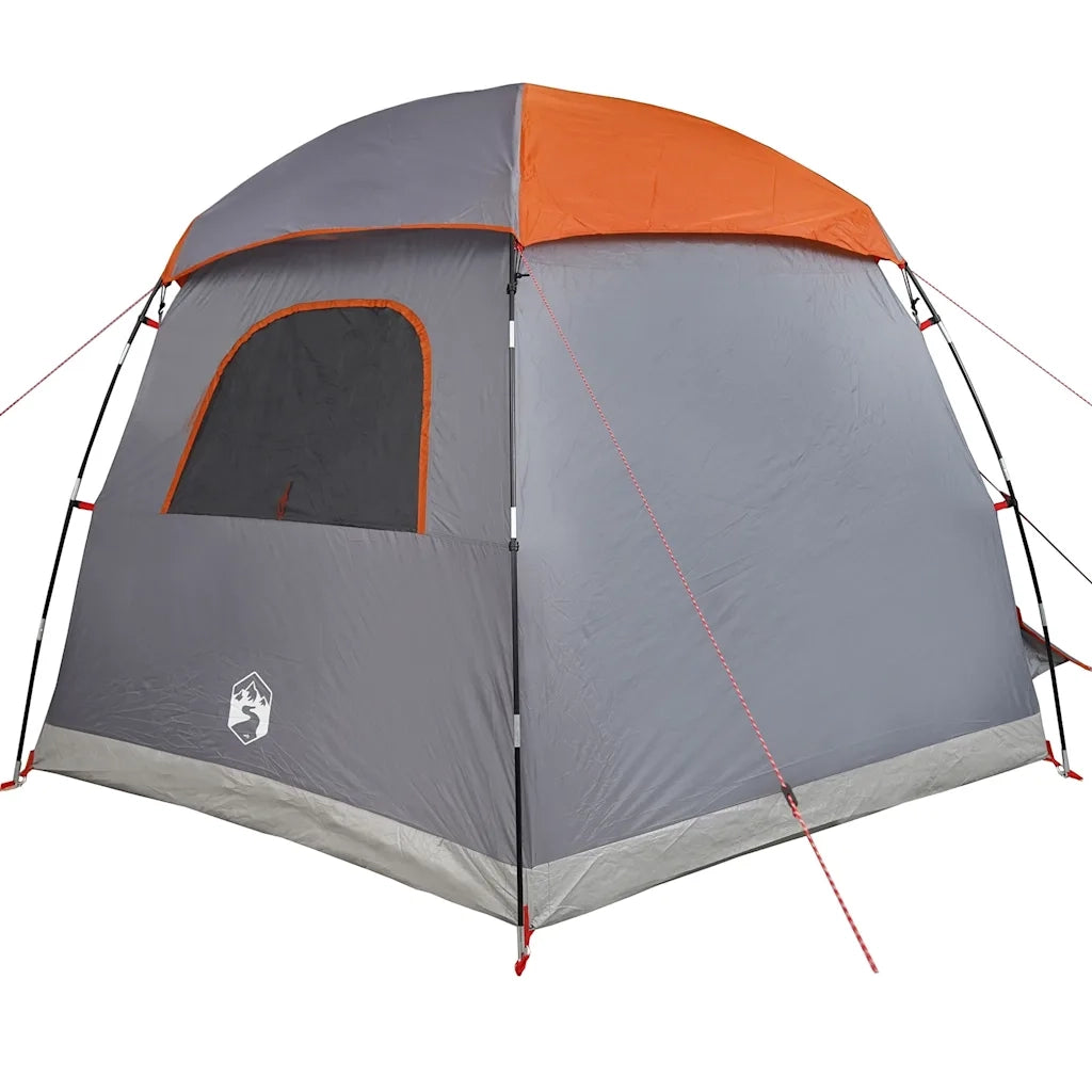 Tenda Familiare Igloo 6 Persone-Tenda da campeggio Grigia Arancione Impermeabile