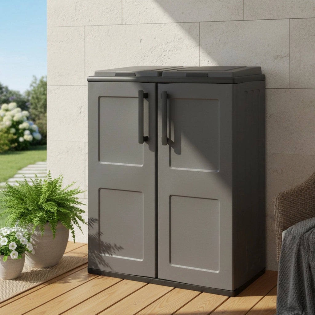 Contenitore per Rifiuti Alfred, Pattumiera Capacità 220 (110 per Sacco) Made in Italy, 68x37x84h cm Grigio