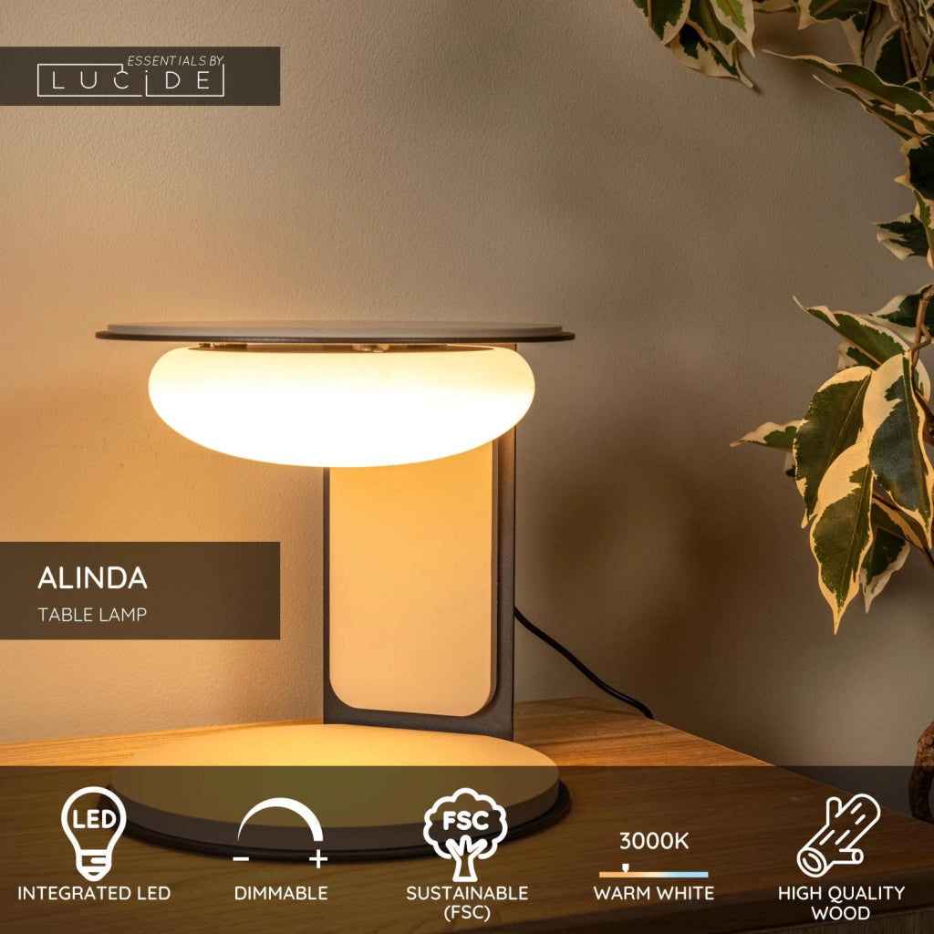 Lampada da tavolo LED ALINDA 9W taupe legno e vetro