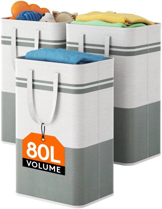 Set di contenitori per bottiglie 3pz con coperchi 80L, grande contenitore per bottiglie vuote e bicchieri usati, raccolta bottiglie, cucina, magazzino, borsa per bottiglie, grigio e bianco