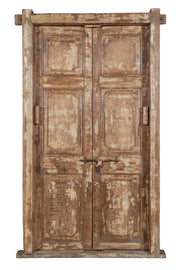 Biscottini Porta portone in legno massello e ferro da interno o da esterno vecchia e antica medievale con telaio