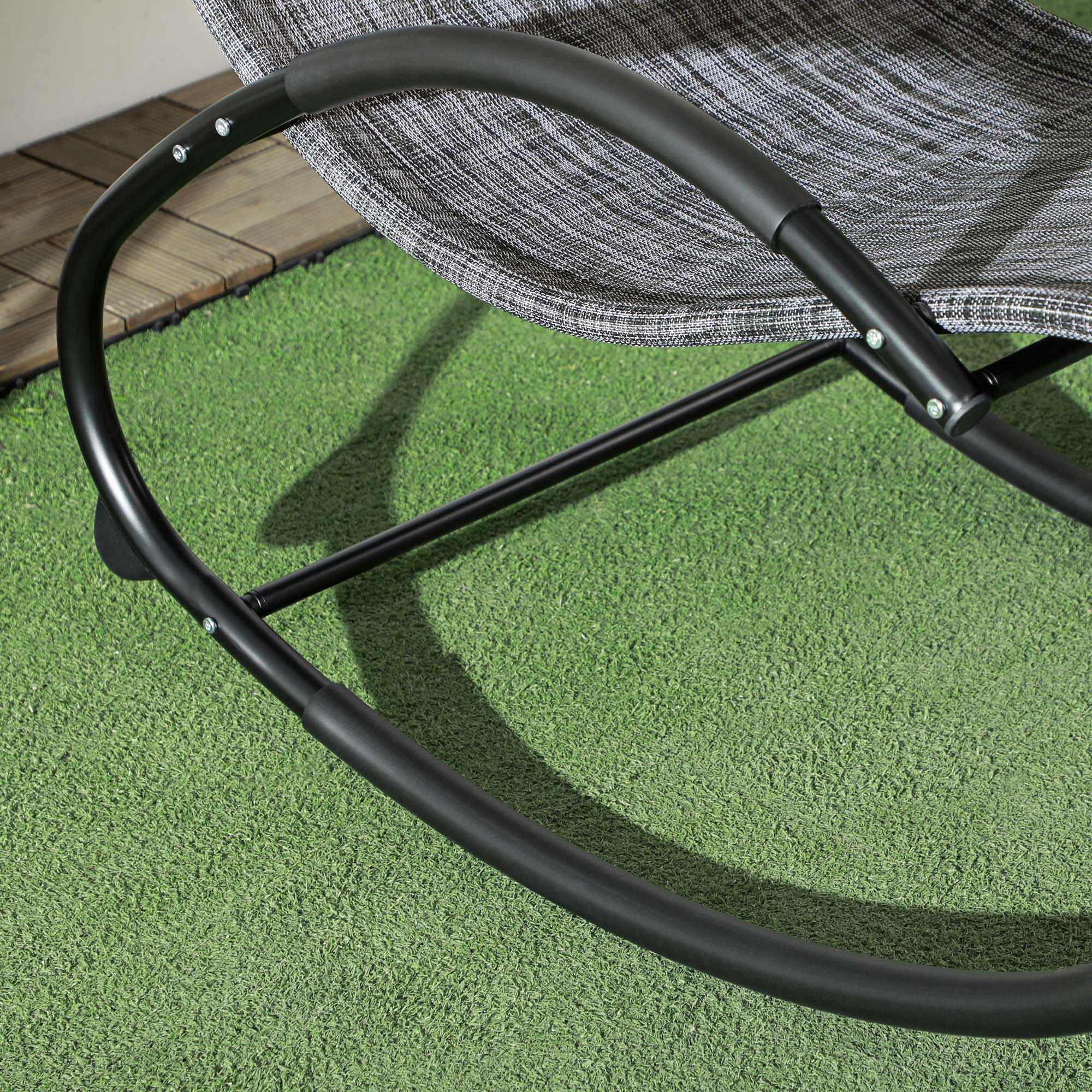 Sedia Sdraio a Dondolo Zero-Gravity da Esterno Impermeabile 155x61x88 cm con Poggiatesta Grigio