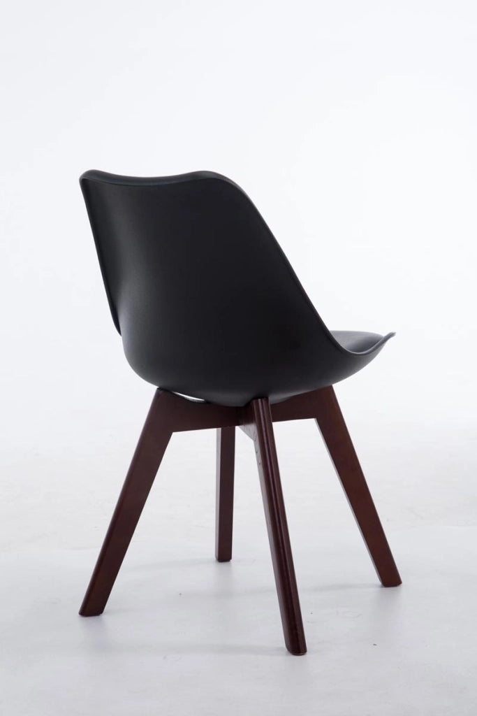 Sedia Borneo in similpelle nero,noce
