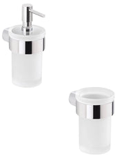 Set portaspazzolini e dosasapone da muro Gedy linea Pirenei cromato