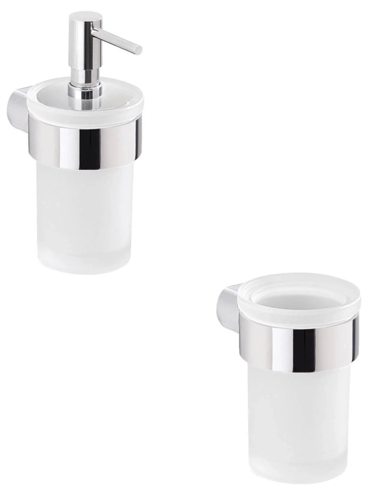 Set portaspazzolini e dosasapone da muro Gedy linea Pirenei cromato