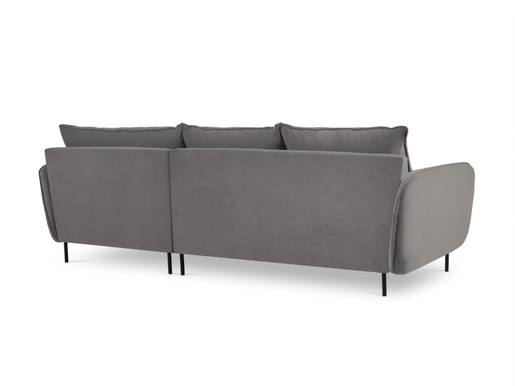 Cosmopolitan Design - Divano angolare destro "Vienna" 5 posti in velluto grigio chiaro 