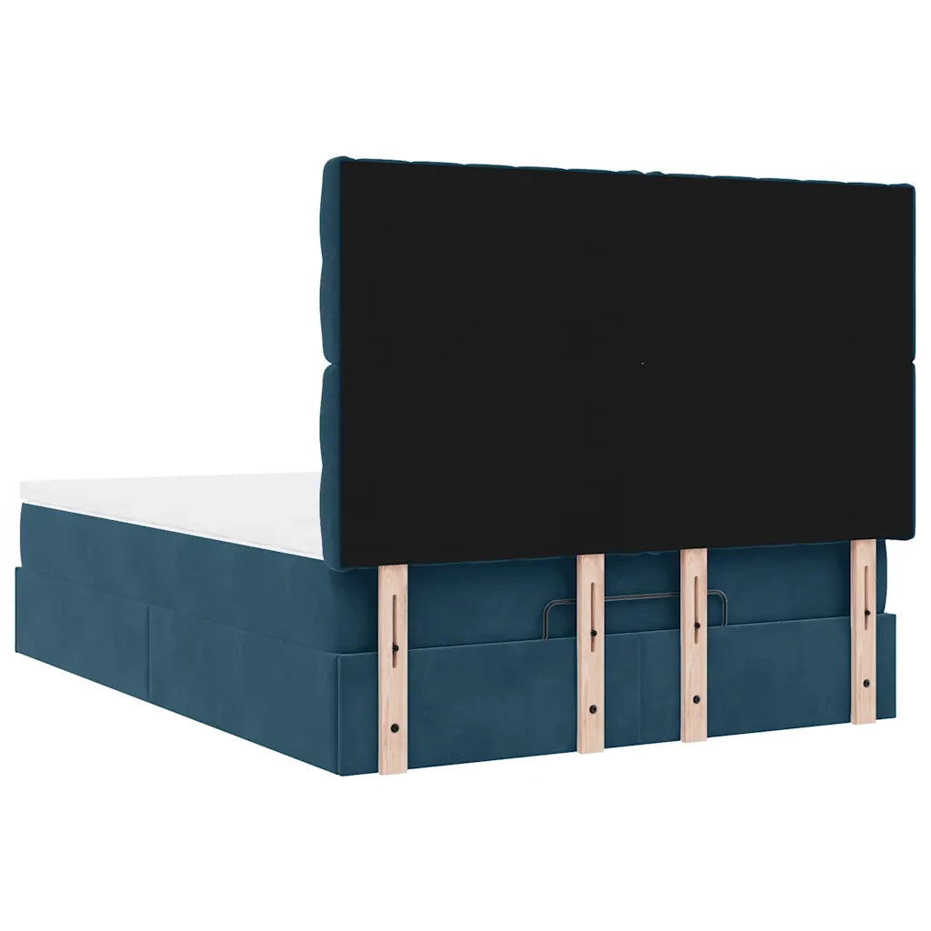 vidaXL Struttura Letto Pouf con Materassi Blu 140x200cm in Velluto