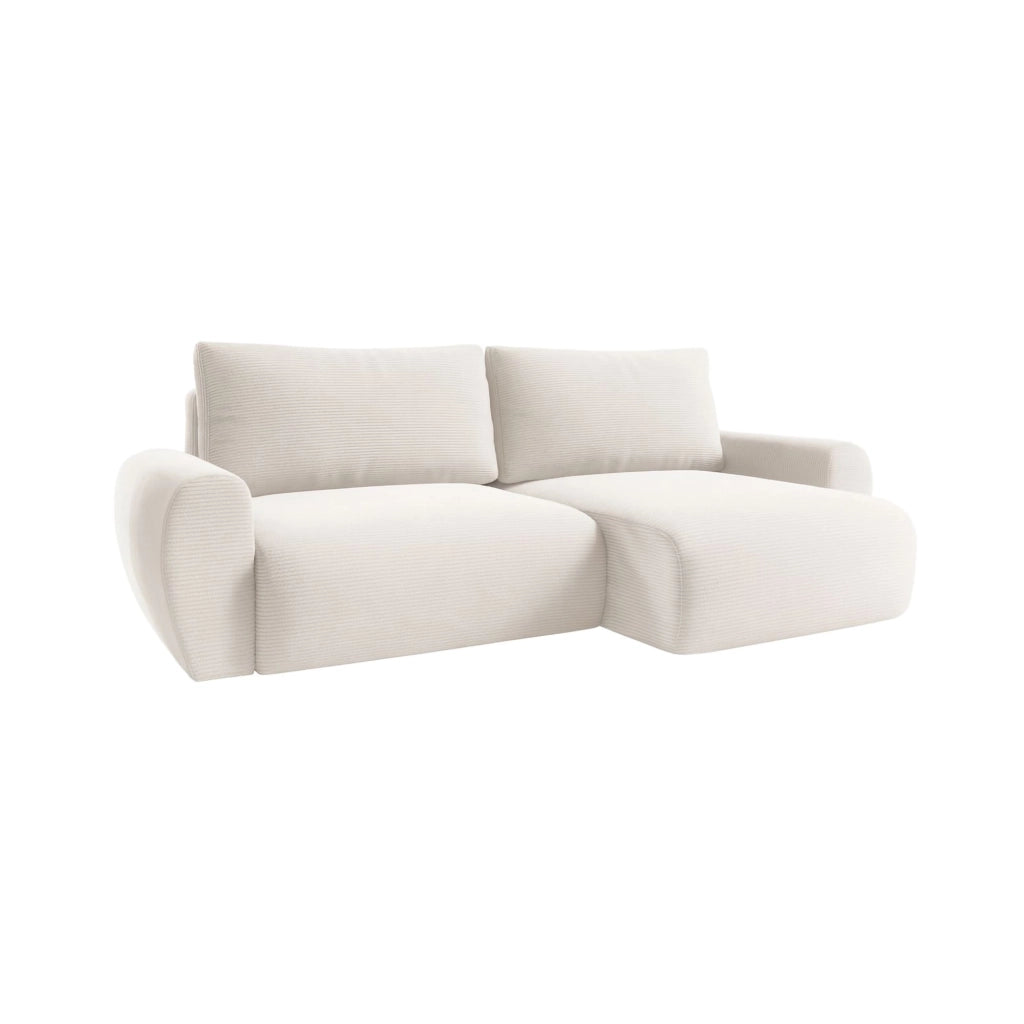Paullo, Divano Letto con Penisola Contenitore, 253x153 cm Bianco Crema