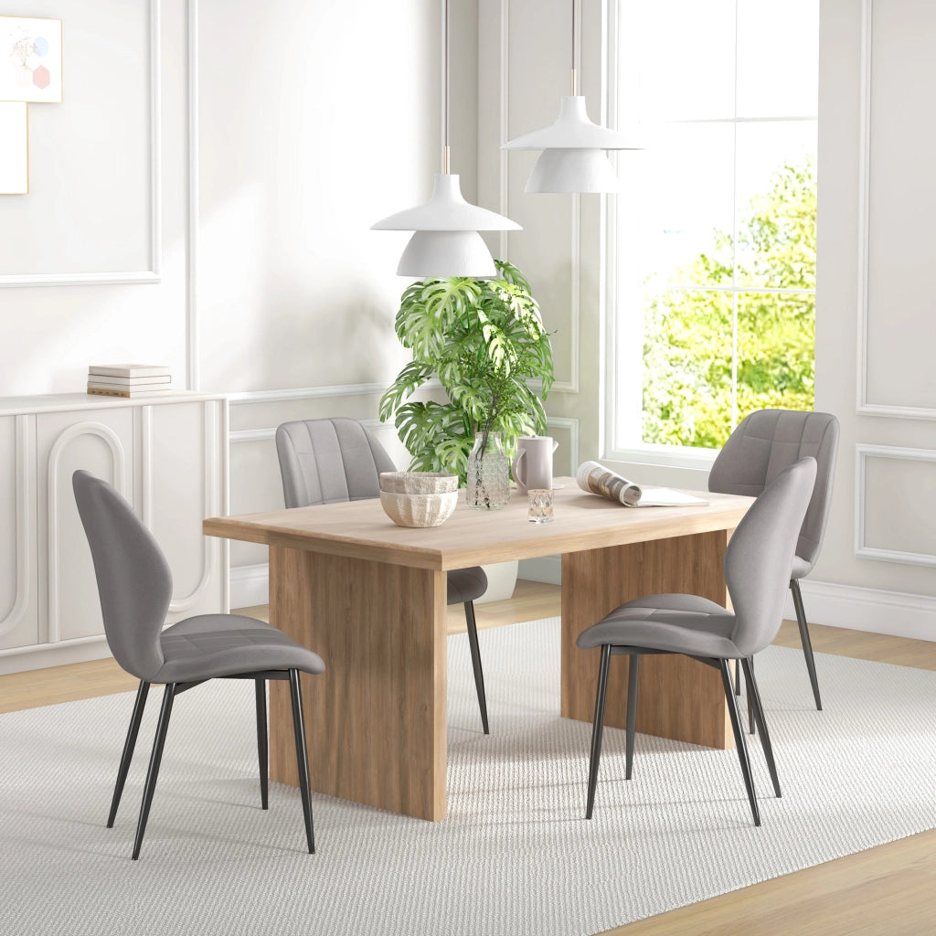 Set 4 Sedie da Pranzo Moderne ¨C Zephmum ¨C Grigio con Rivestimento in Tessuto