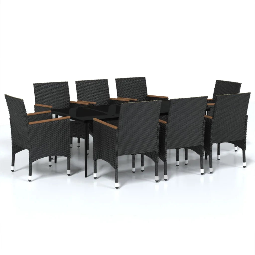 Set Mobili da Pranzo da Giardino 9 pz con Cuscini Nero cod mxl 41904