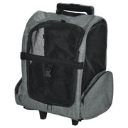 TRASPORTINO ZAINO 2 IN 1 PER CANI E GATTI CON TASCHE LATERALI, MANIGLIA TELESCOPICA E RUOTE, 42X25X55CM, GRIGIO