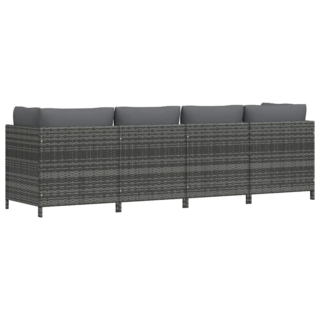 Divano da Giardino a 4 Posti con Cuscini in Polyrattan Grigio 313501