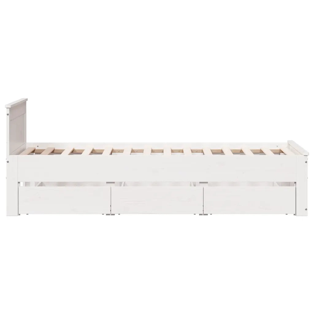vidaXL Giroletto senza Materasso con Testiera Bianco 90x190 cm Pino