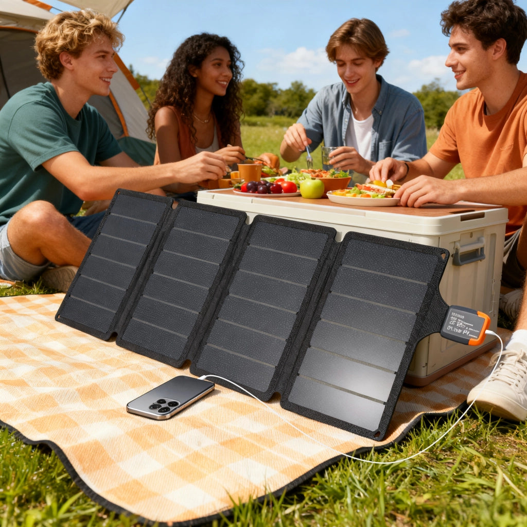 Caricabatteria Solare 36W Pieghevole con Attacco Tipo-C Impermeabile IP67 in ETFE Grigio
