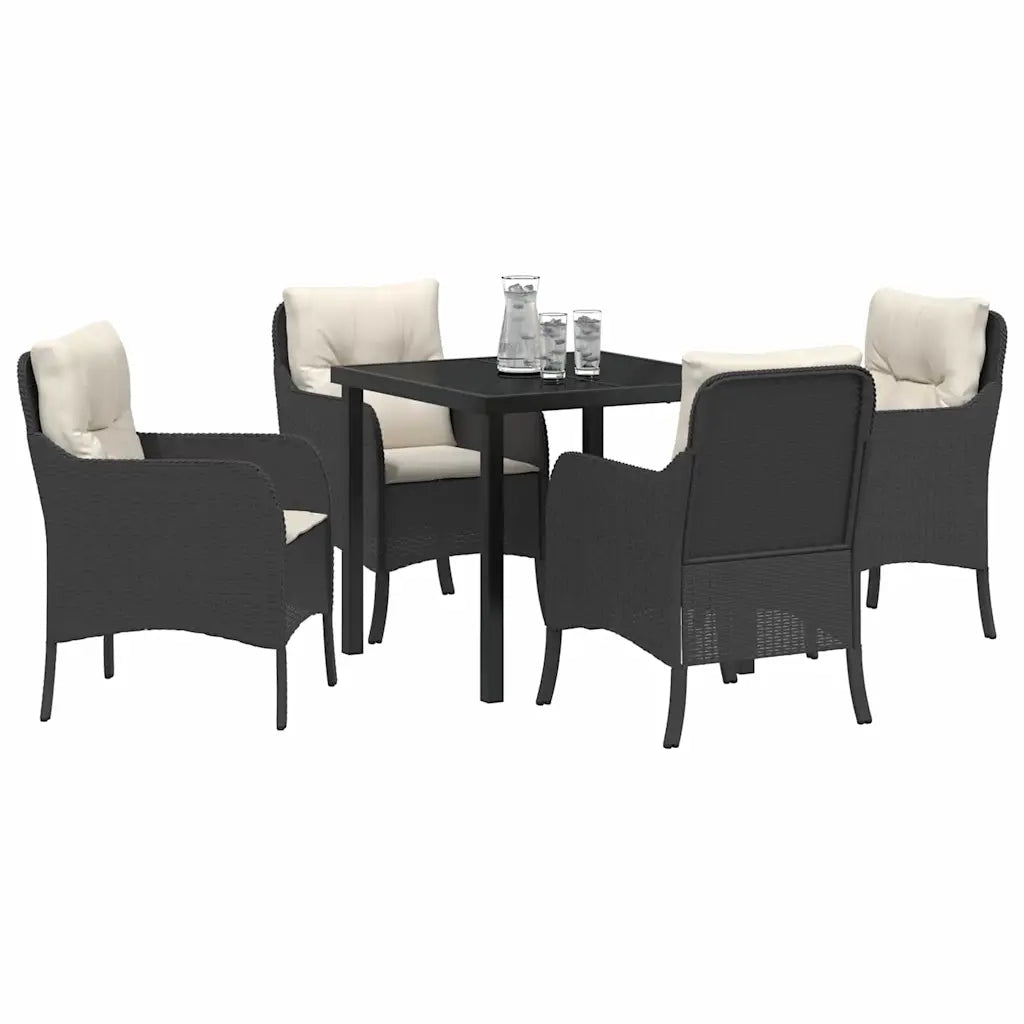 Set da Pranzo per Giardino con cuscino 5 pcs Nero polyrattan 3380142