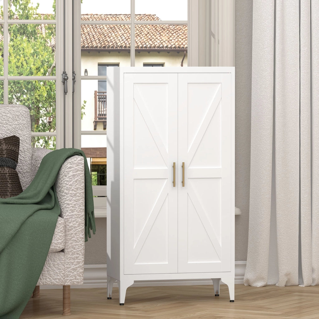 ARMADIO PORTAOGGETTI A 2 ANTE 117x37x15,5 cm Metallo Bianco
