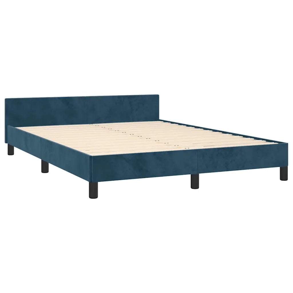 Giroletto senza Materasso-Struttura Letto Blu Scuro 140x190 cm in Velluto