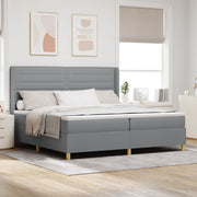 Letto a Molle  con Materasso e Luce LED Grigio Chiaro 200x200 cm Tessuto