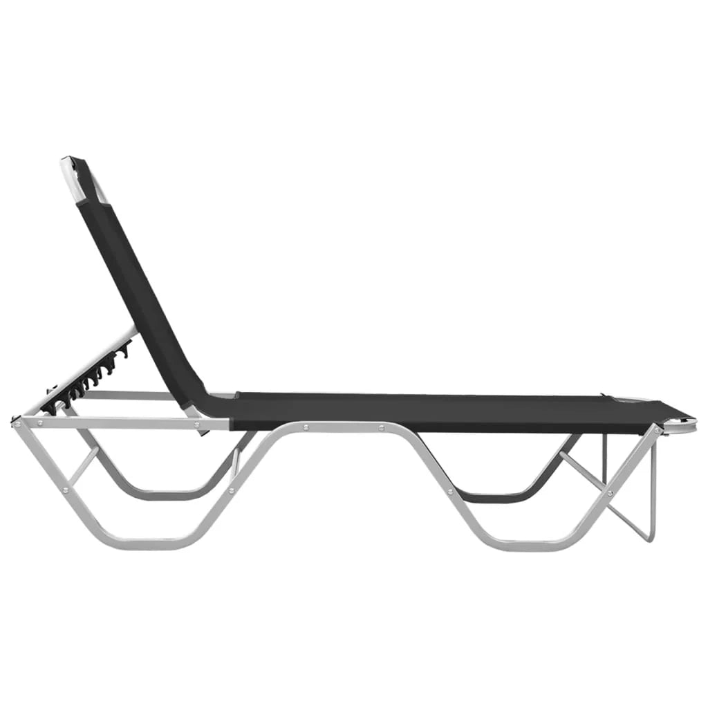 Lettino prendisole sedia a sdraio lettino prendisole letto da giardino mobili da esterno per patio alluminio e textilene nero 02_0012254