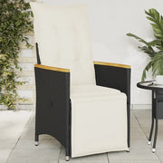 Sedia Reclinabile da Giardino con Cuscini Nera in Polyrattan 365664