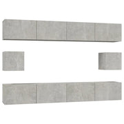 Set di Mobili Porta TV 6 pz | Armadietto TV | Mobile Porta TV Grigio Cemento in Legno Multistrato