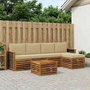 Set di divani da esterno con cuscino 6 pcs Naturale e Beige 3384259