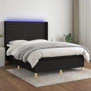Letto a Molle con Materasso e LED Nero 140x190 cm in Tessuto 3138951