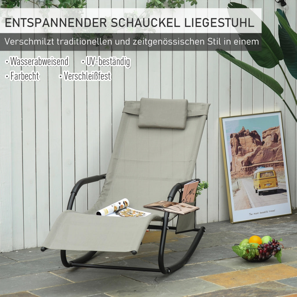 Poltrona a dondolo in metallo con rete ¨C Zephmum ¨C Nero+Grigio chiaro 150x62x88 cm
