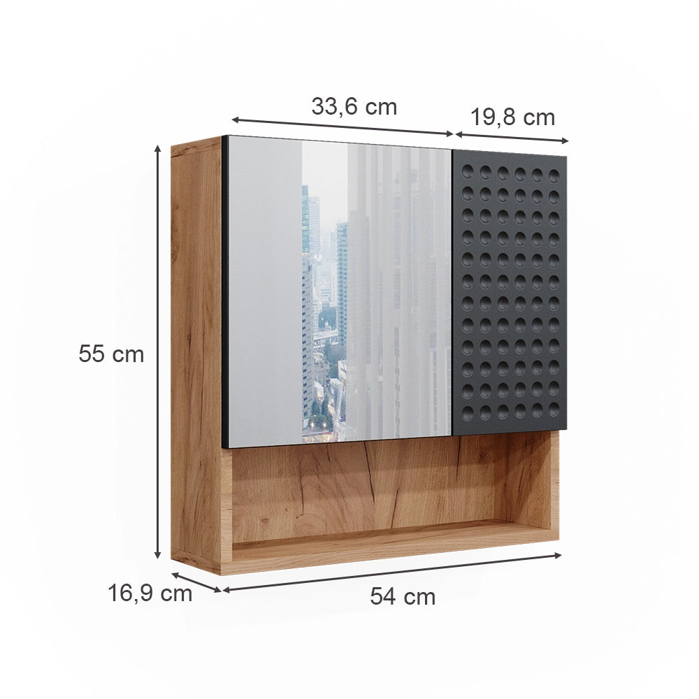 Vicco Mobile a specchio per il bagno Antracite puntinato 54 x 55 cm