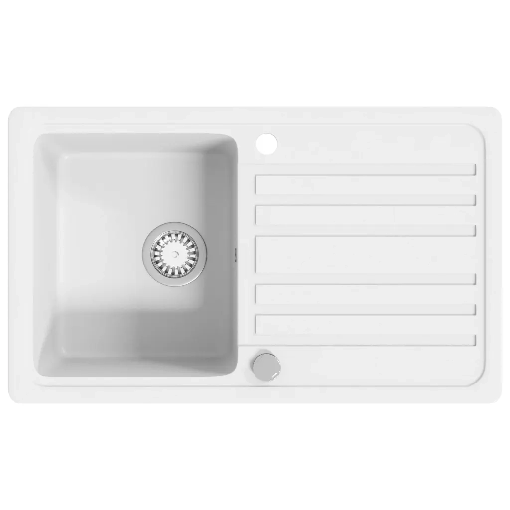 Lavandino cucina granito lavello singolo scolapiatti reversibile bianco CFW3669619