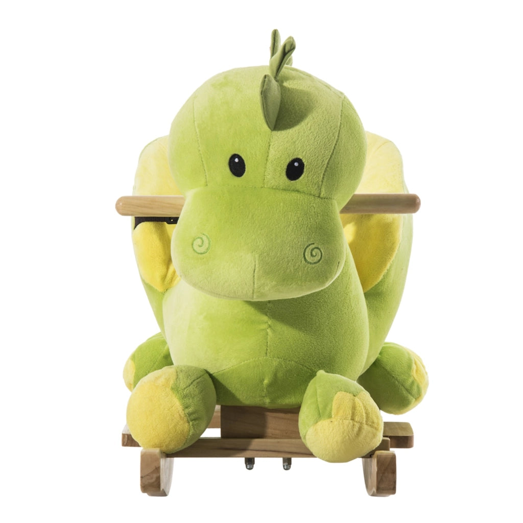EasyComfort Cavallo a Dondolo per Bambini in Legno Dinosauro, Cavalluccio per Bambini, 60x33x45cm, Verde