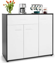 Credenza multiuso con ante e cassetti, credenza con ripiano regolabile, per corridoio, cucina, bianco (88 x 40 x 80 cm)