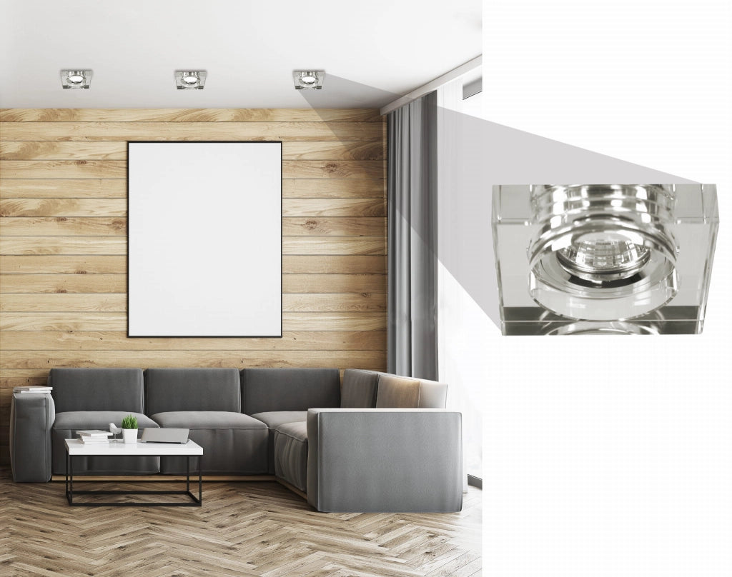 Faretto da incasso Candellux SS-16 quadrato vetro argento