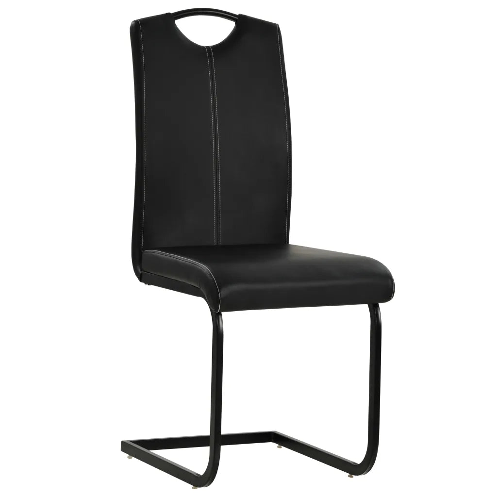 Sedie da Pranzo a Sbalzo 4 pz Nere in Similpelle cod mxl 8809