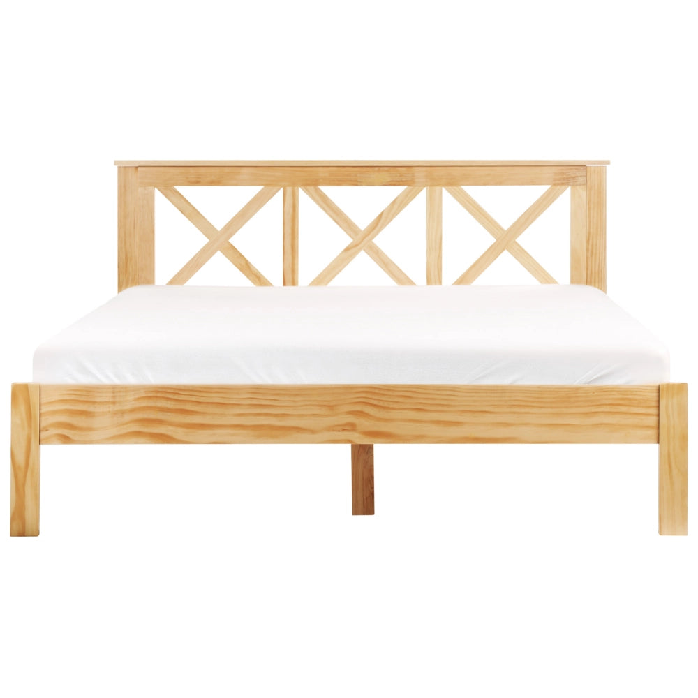 Letto in marrone chiaro con Rete a Doghe Design Elegante 160 x 200 cm