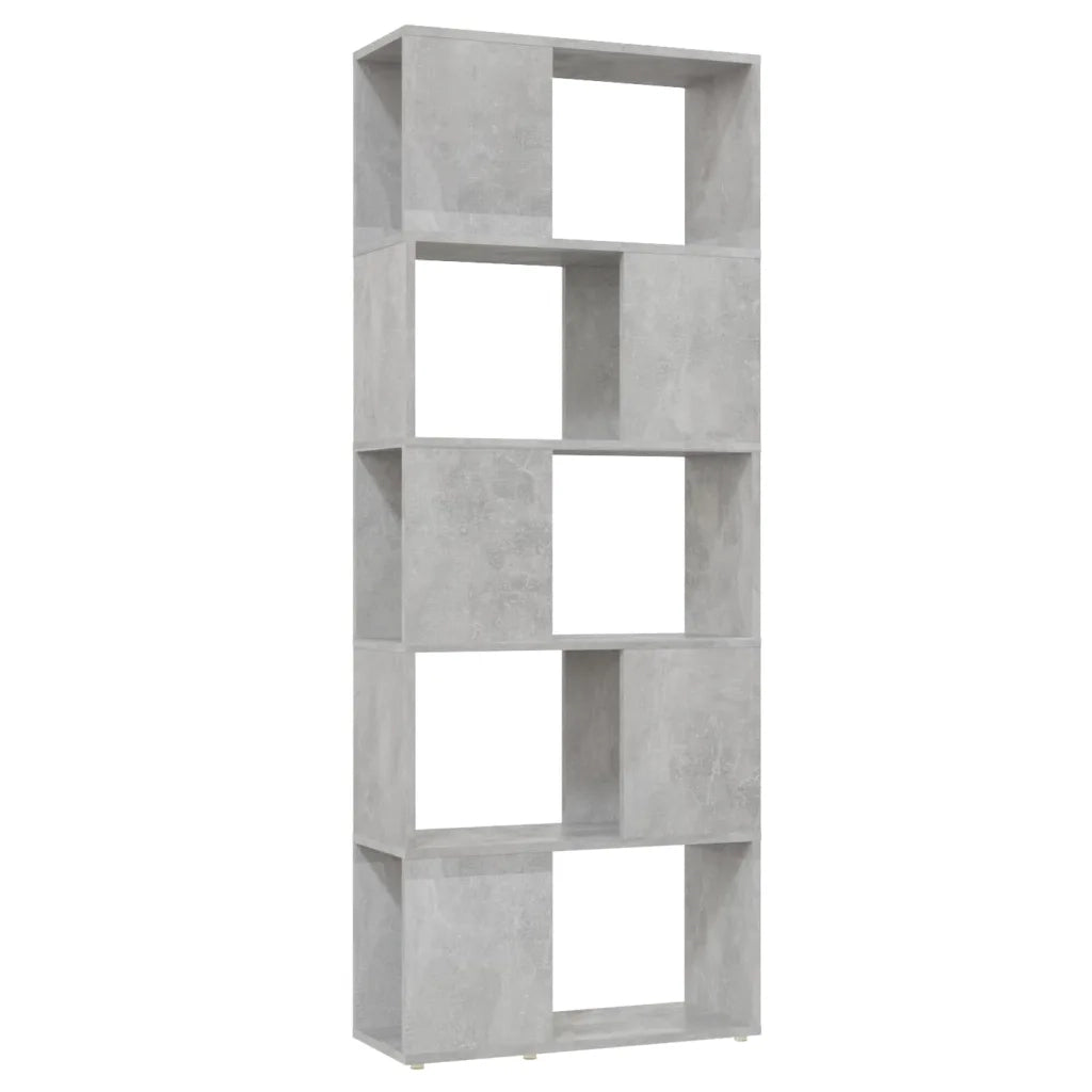 Libreria Divisorio-Scaffale per Libri-Mobile di Stoccaggio Grigio Cemento 60x24x155 cm
