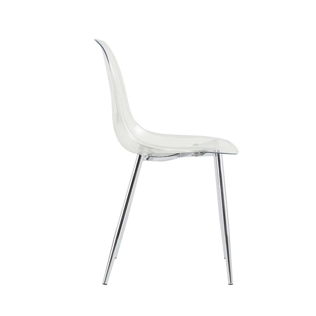 Sedia da pranzo trasparente 4 pezzi con gambe in metallo antiscivolo, in plastica e metallo, Argento, 61.5 × 48.0 × 65.0 cm