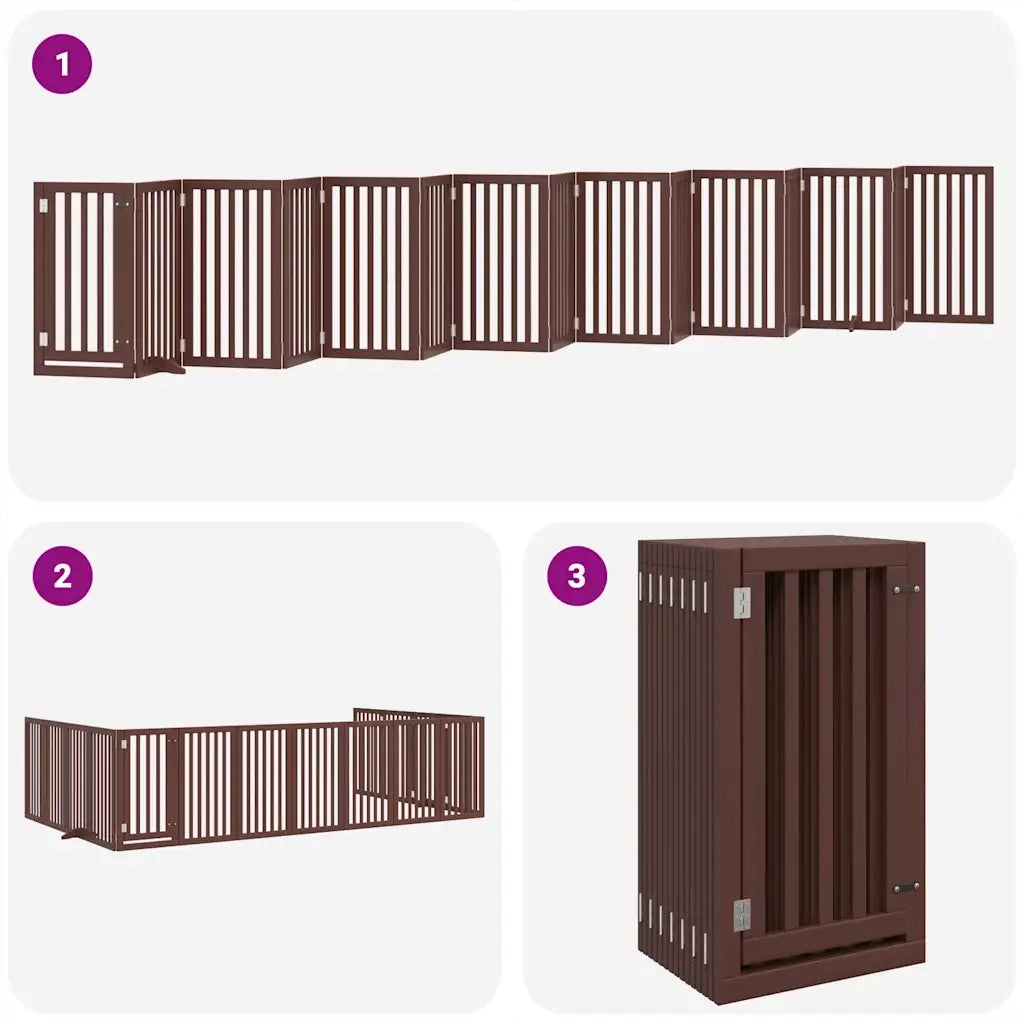 vidaXL Cancello Cani Porta Pieghevole Marrone 15 Pannelli 750cm Pioppo