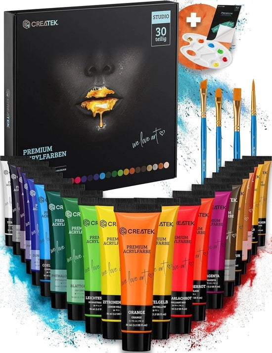 Set di vernici acriliche premium - 24 tubi - inclusa lezione video