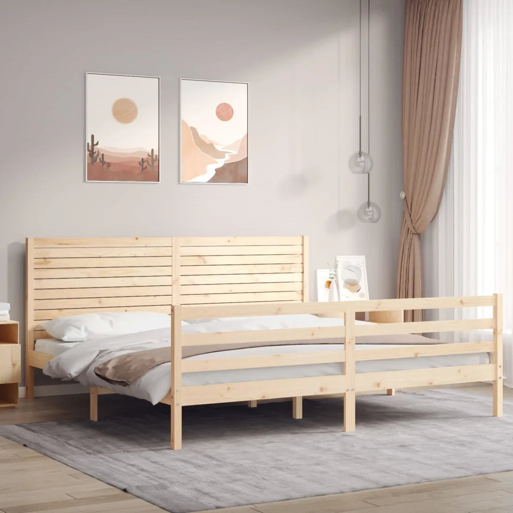 Giroletto con Testiera Super King Size-Struttura Letto in Legno Massello 854393