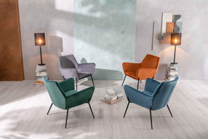 Poltrona 71,5x54xH70 cm in Velluto Gin Antracite e Nero